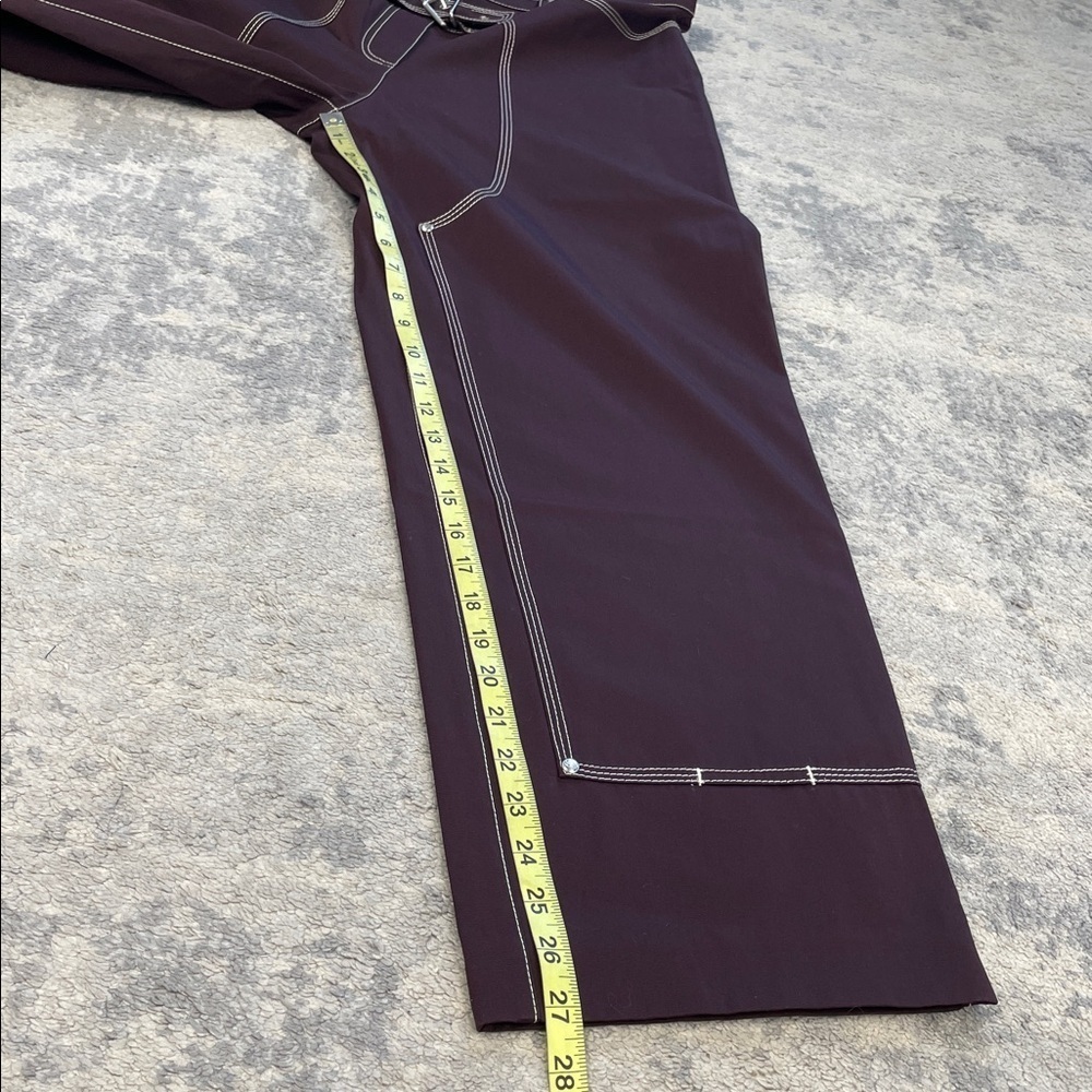 New Stella McCartney Buckle Embellished High Rise Cotton Trousers Brown Sz 46 - Picture 10 of 16